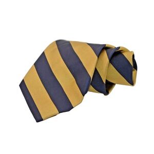Jos A Bank Repp Tie Striped Gold Blue Executive Silk Necktie X Long New $49